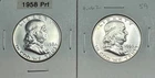 1958 & 1959 50 Cent Half Dollar Franklin Silver Proof 90% Silver Extremely Nice