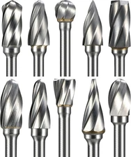 10 Pieces Tungsten Carbide Double Cut Rotary Burr Set with 3 Mm (1/8 Inch) Shank