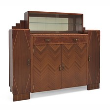 ANTIK! Sideboard mit Vitrine restauriert Art Déco Mahagoni Schrank Anrichte