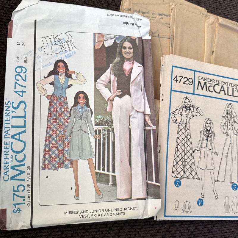 McCall’s 4729 Ladies Sewing Pattern Misses Size 12 Bust 34 Jacket Vest Pant Skrt