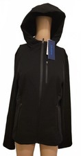 Mudere Women's Black Softshell Hooded Jacket Lightweight Slim-Fit Hiking Coat