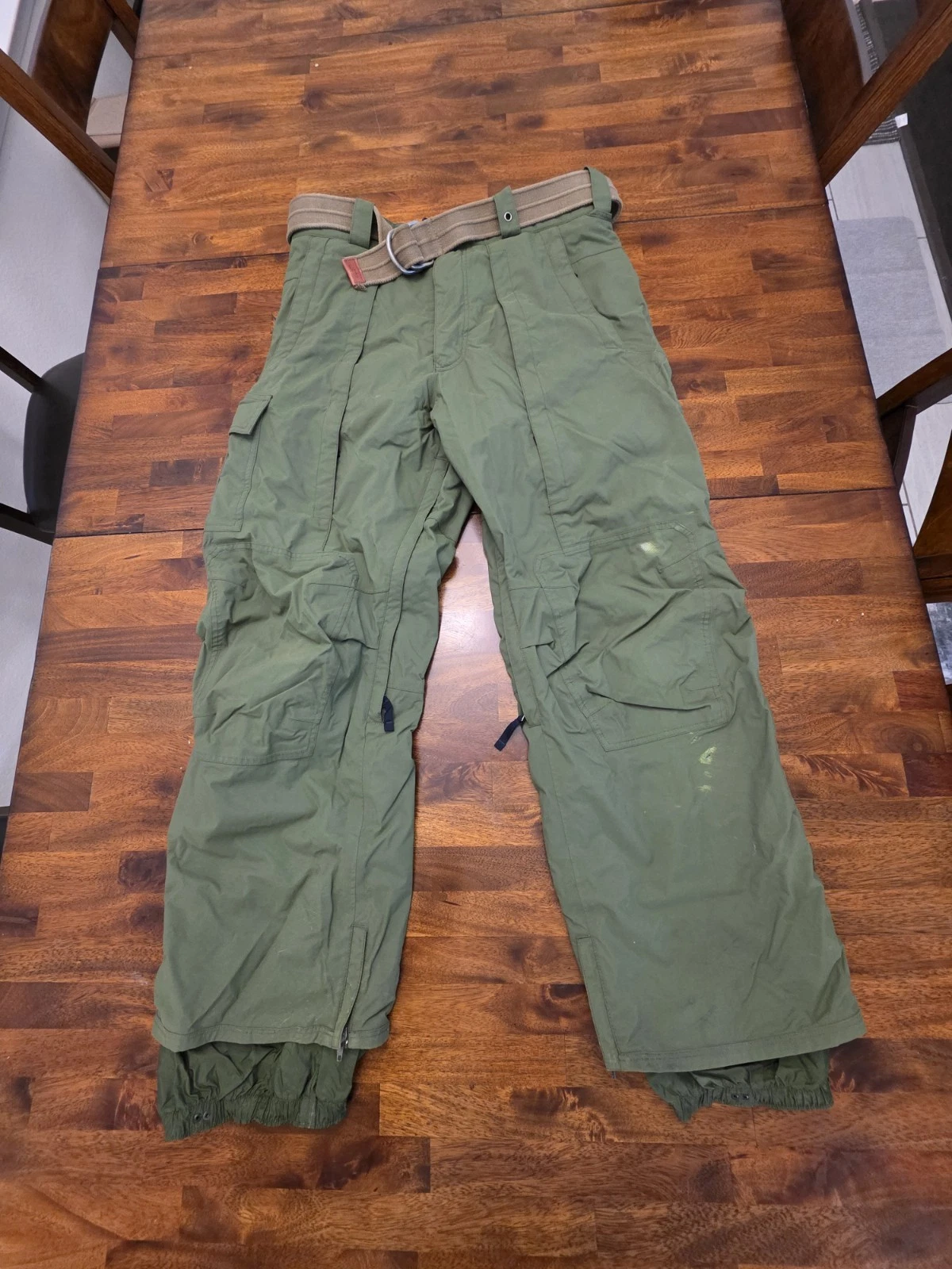 Burton Cargo-style Snowboard/Ski Pants Large Green Dryride Lined Winter Gear Y2k