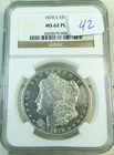 1878 S Morgan dollar NGC MS62PL *VAM 42 engraved feather* EP