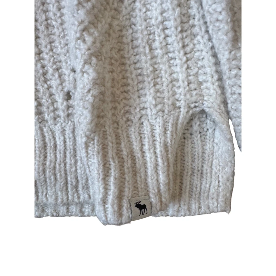 Suéter cárdigan con capucha tejido con cable crema Abercrombie niños niñas 5/6 Foto 3 de 4
