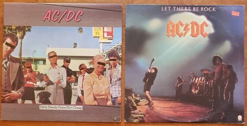 (Lot of 2) AC/DC LPs: Dirty Deeds Done Dirt Cheap & Let There Be Rock - orig USA