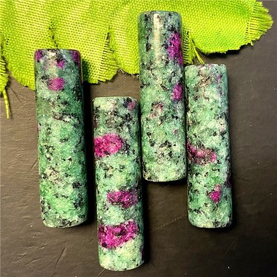 PF04DA06140 36x9mm 4Pcs Beautiful Ruby in Fuchsite Cylinder Pendant Bead
