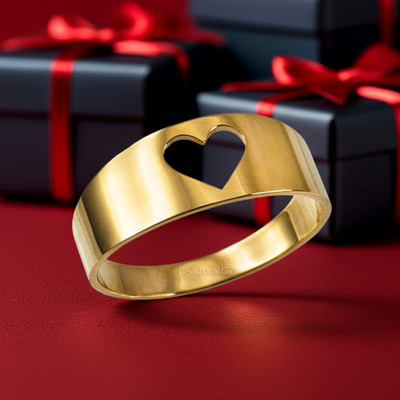 Gold Damen Herz Cutout Band Ring Hochglanzpoliert 10K 14K Gelb Weiß Rose