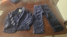 Janie and Jack Boys 3T Navy Velvet 3 Piece Suit Jacket Pants Bow Tie Set