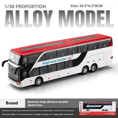 1:30 Business Long Distance Double Decker Bus Alloy Diecast Metal Model