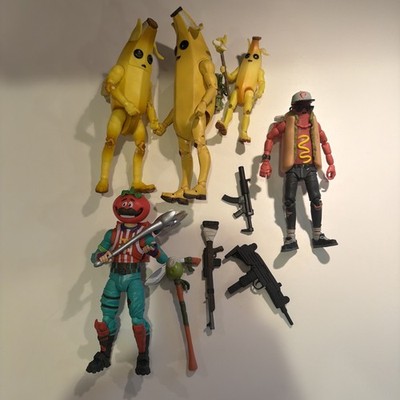Lot Of Fortnite Figures. Bananas, Hot Dog, Tomatoe