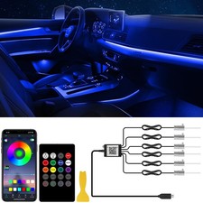 Car Interior Strip Lights 6 in 1 APP and Remote Control, RGB 16 Million Color...