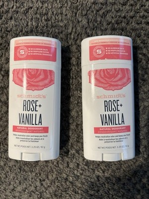 Schmidts Aluminum-Free Natural Deodorant, Rose Vanilla, 2.65 Oz, Pack Of 2.