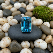 London Blue Topaz Gemstone Handmade Jewelry Ring Size 6.5