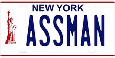 New York ASSMAN Bike Motorcycle Moped  Auto License Plate Tag
