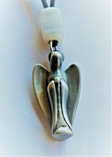 Amulett ENGEL für Führung und Hilfe, Engel aus Zinn mit Achat-Schutzstein + Band