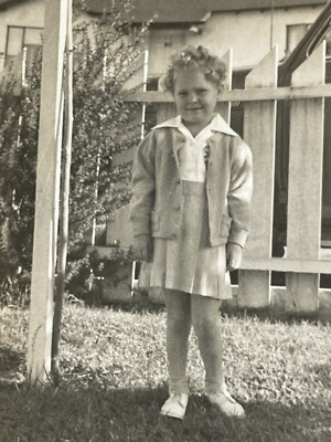 HD Photograph Girl Stands In Yard 1940's Portrait