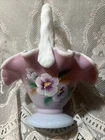 FENTON ART GLASS 2004 GOLD TREASURES COLLECTION BLUE BURMESE PANSIES BASKET