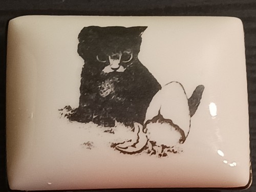 Vintage Schmuckschatulle Porzellan Katze Schmetterling Made in Japan kleine Weltgrüße 2 Zoll - Bild 16 von 24