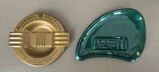 2 Vintage NOS Retro Sales Sample Metal Ashtrays Pin Dish MCM Hilda's Hideaway