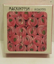 Arts & Crafts Mission Mackintosh Rose  Coasters Set Pomegranate  Potect Your Oak