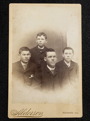 Warren Illinois IL Young Men Group Jo Daviess Co. Antique Cabinet Photo