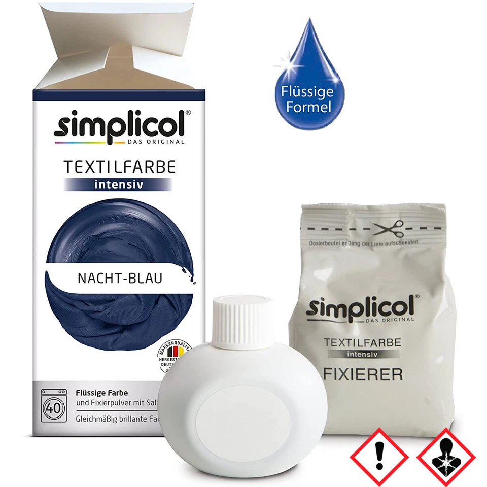 TEXTILFARBE Simplicol Pittura Tessile Intensa Tutto in 1 Liquido in Blu Notte