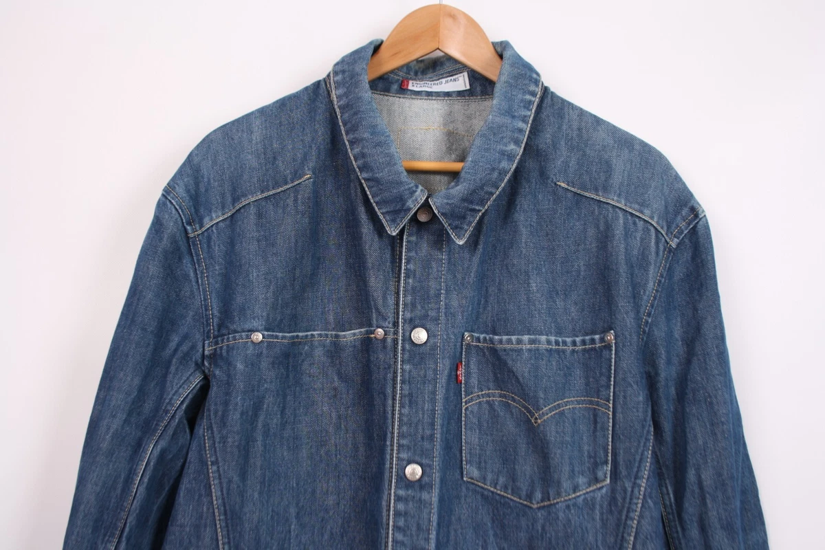 Vintage Levis Engineered Jeans Denim Jacket Cotton Blend Snaps XL eBay