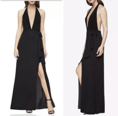 NWT BCBG MAXAZRIA ANGELINE HALTER FRONT SLIT RUFFLE  GOWN MAXI DRESS SZ 6 $300