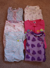 Lot of 6 Baby Girl Sleepers, PJs, Pajamas Sizes from 0- 6 months