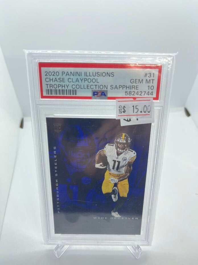 2020 PANINI ILLUSIONS #31 CHASE CLAYPOOL SAPPHIRE ROOKIE RC PSA 10 LOW POP