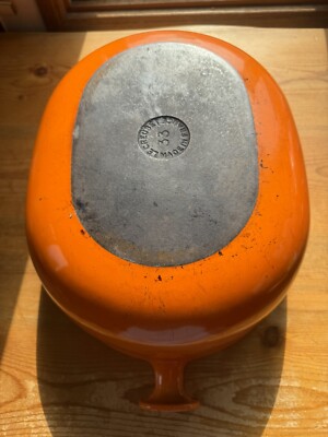 Large Vintage French Le Creuset la Mama Enzo Marie Gradient Light Brown Dutch Oven With Lid