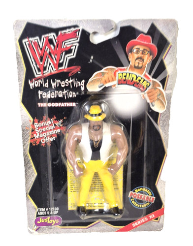 Vintage JustToys 1999 WWF WWE Bend-Ems  The Godfat...