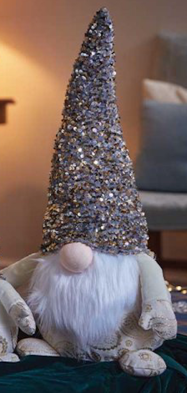 Christmas Freestanding Champagne GlamJonk Gonk Nordic Gnome Long Hat 30cm Tall
