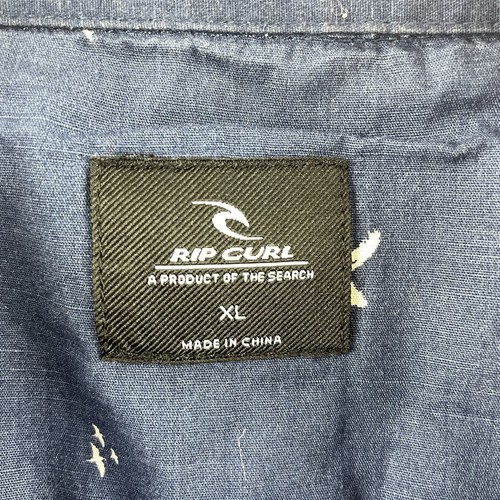 Rip Curl Short Sleeve Shirt Men Size Large Blue Palm Trees Casual Dress - Picture 4 of 10