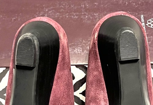 Dana Buchman Women's Wedge Heel Sz 7.5 M Alexandria Aubsde Suede Burgundy Buckle - Picture 9 of 11