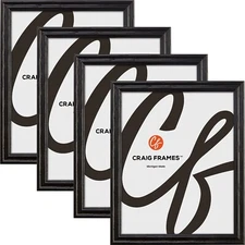 Wiltshire 200, .75" Black Wood Picture Frame, Common Sizes 4x5 - 24x36, 4-Pack