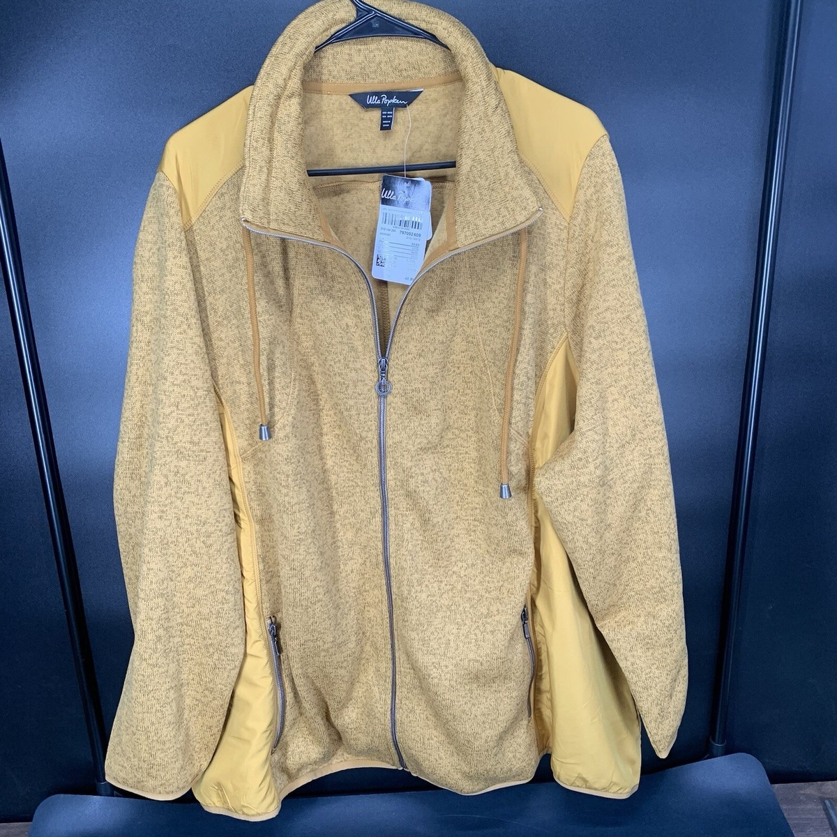 Ulla Popken Active Sport Mock-neck Melange Knit Zip Up Jacket US