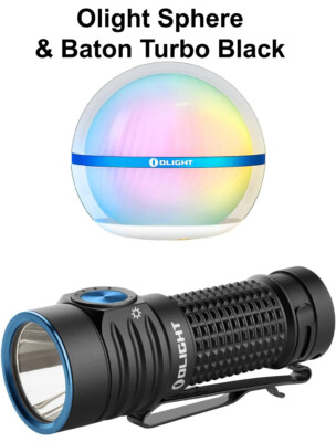 Olight Sphere Ambient Light with App Control & Baton Turbo Rechargeable Light