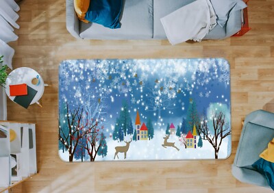 3D House Fawn Snow ZHUA3227 Game Non Slip Rug Mat Photo Carpet Amy