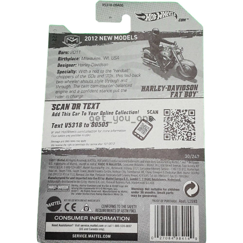 Hot Wheels Harley-davidson Fat Boy (2012) Primera Edicion | Cuotas sin interés