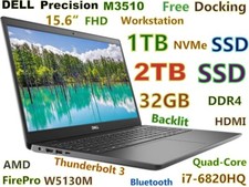 DELL Precision M3510 i7-QUAD FAST 3TB SSD 32GB 15.6" IPS W5130M 2GB + DOCKING