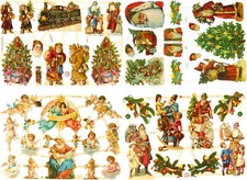 Glanzbilder Weihnachten und Christkind Motiv Set aus 4 verschiedenen Oblaten