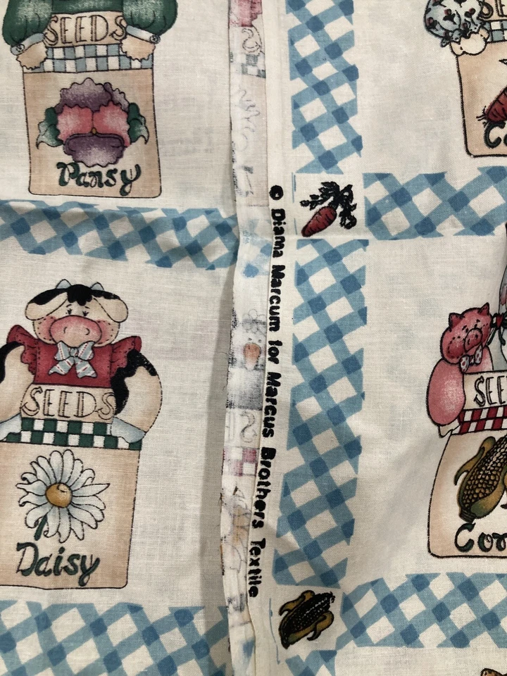 Vintage Fabric  45” Diana Marcum For Marcus Brothers Textiles  1 yd-garden seed - Image 2 of 2