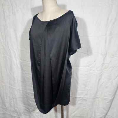 MEXX sz 6 US Black very short drape front shift dress short sleeve