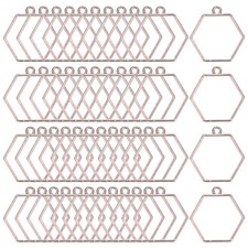 50-Pack Open Bezels, Hexagon Shape Bezel Pendants for Resin Rose Gold 
