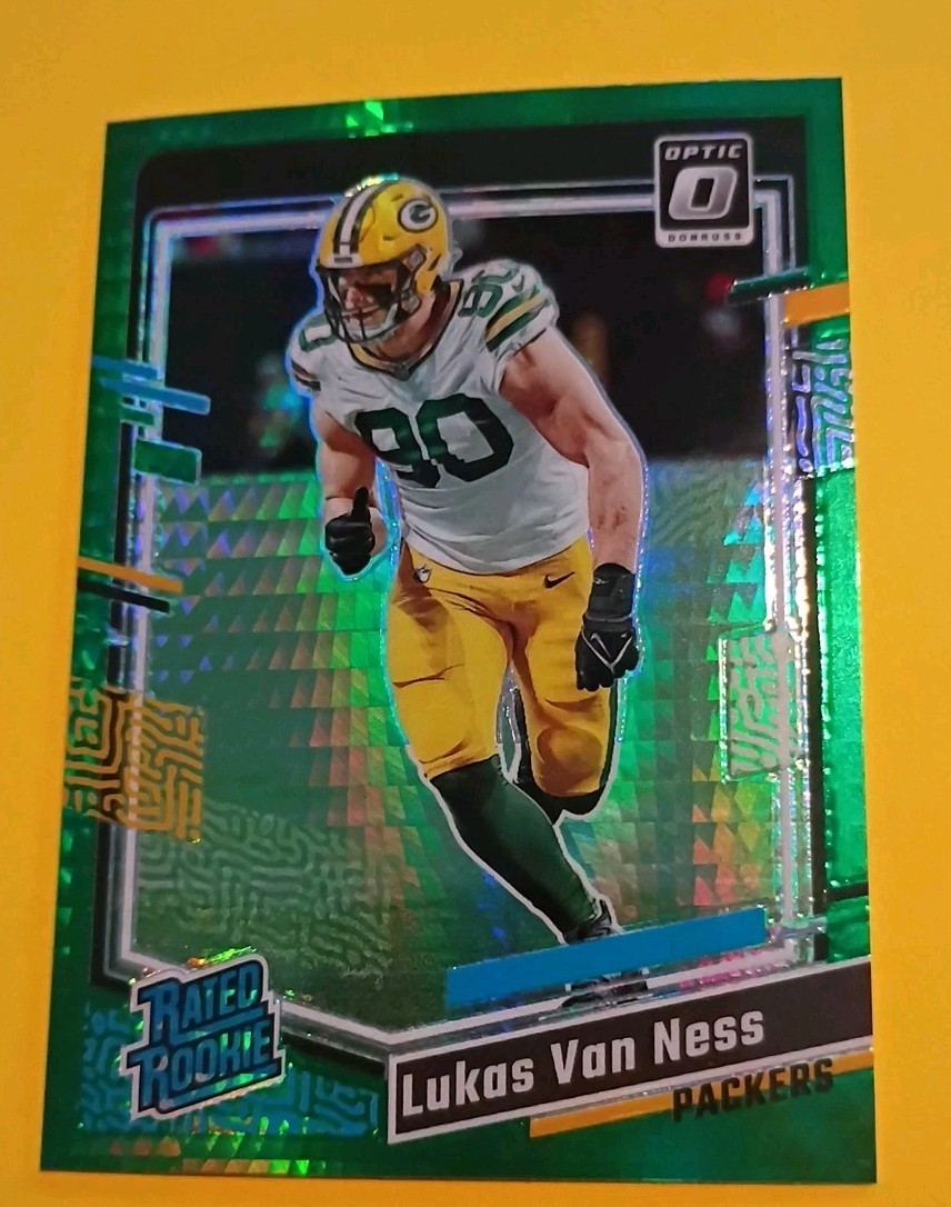 2023 Panini Donruss Optic - Rated Rookie Lukas Van Ness #240 Green Hyper RC