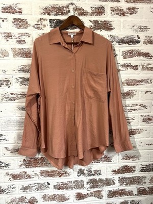 Blu Pepper Button-down Shirt Collared Pocket Long Sleeve Salmon Pink NWT Sz L