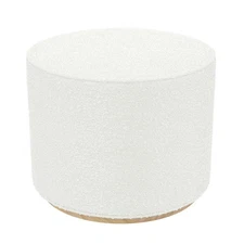 HomePop Cloud Ottoman with Wood Base Cream Boucle