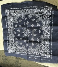 Navy Blue Paisley Bandana 22"x22" 100 Cotton Never Used