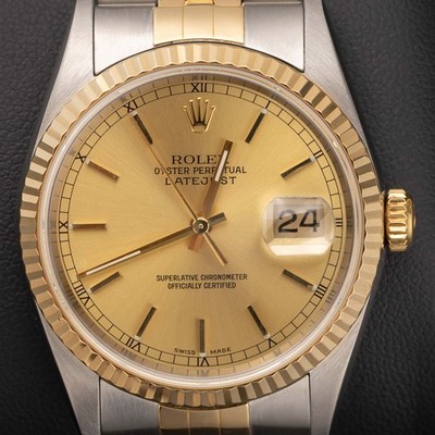 Rolex Datejust 16233 Fluted Bezel Watch 36mm Two-Tone Jubilee Champagne Dial